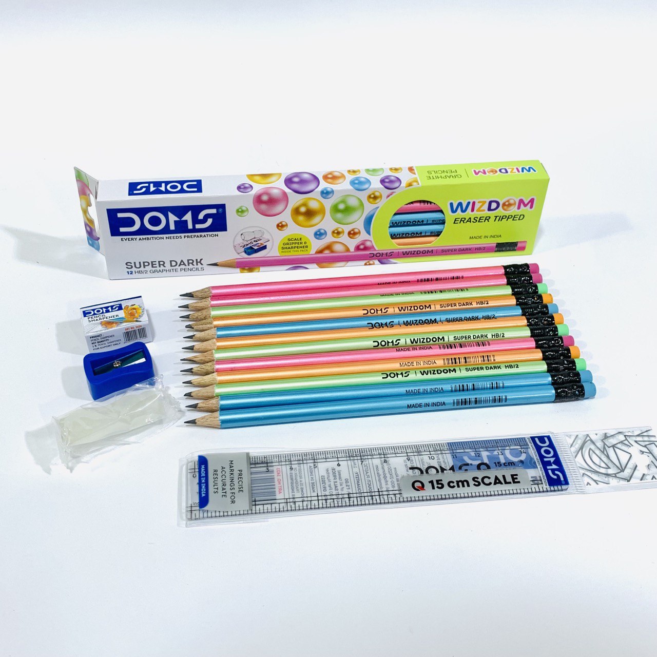 photo_1_2023-12-12_11-35-38 اقلام رصاص دومز داكنة مع مسطرة HB2 WIZDOM - الصورة 1