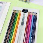 ⁦الوان خشبية مائية مع قلم ريشة دومز 12 درجة⁩ - الصورة ⁦3⁩