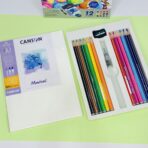 ⁦الوان خشبية مائية مع قلم ريشة دومز 12 درجة⁩ - الصورة ⁦2⁩