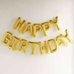 طقم سرب حروف هابي بيرث دي ذهبية مع خيط تعليق