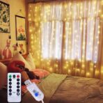 ⁦سرب اضاءة ستارة ديكور منزل وحفلات مع جهاز تحكم لون أصفر⁩ - الصورة ⁦2⁩