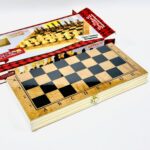شطرنج خشبي كلاسيكي قابل للطي والإغلاق 3 في واحد ممتاز