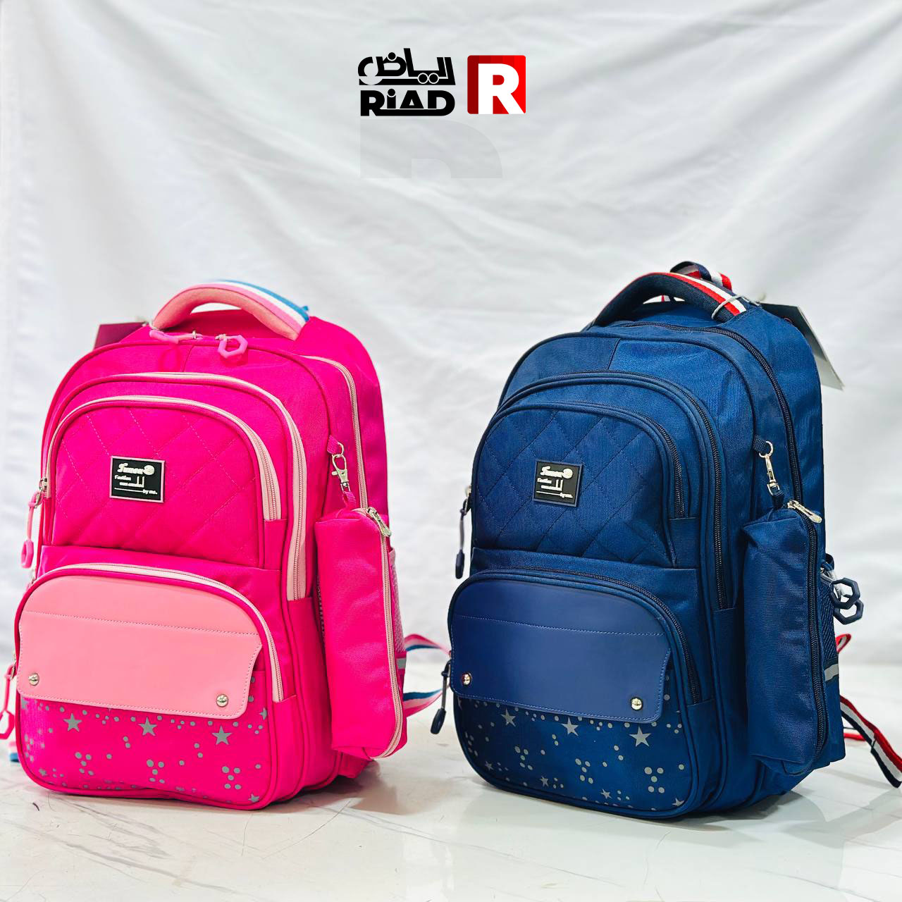 photo_1_2024-07-28_18-08-59 حقيبة مدرسية نجوم فاخرة مع كوتي 5 جيوب ، اسفنج طبي من الظهر للإعدادي والثانوي - الصورة 1