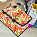 ⁦حقيبة التنزه والبحر بتصميم الورد مناسبة للرحلات والزرادي لحفظ الأطعمة والمشروبات⁩ - الصورة ⁦3⁩