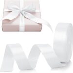 شريط ربط وتغليف الهدايا أبيض عريض قماش ساتان عرض 4 سم