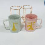 ⁦طقم أكواب رخامية باريس مع حاملة نحاسية أنيقة هدية⁩ - الصورة ⁦2⁩