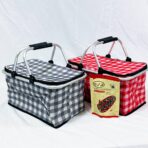 ⁦حقيبة التنزه وطلعات الأكل تصميم مربعات سلفر من الداخل لحفظ الطعام⁩ - الصورة ⁦5⁩