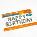 ⁦طقم سرب حروف نفخ عيد ميلاد سعيد فضي مع شريط⁩ - الصورة ⁦2⁩