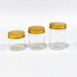 علب شفافة بغطاء ذهبي محكم لتخزين المنتجات والتوزيعات للمناسبات