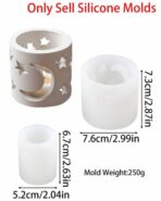 ⁦2 قطع قوالب لحاملة الشمع مزخرف بالنجم والقمر لصب الجبس لديكورات المنزلية WFHM77⁩ - الصورة ⁦3⁩