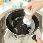 ⁦فرشاة تنظيف المطبخ والصحون مع خزان للحفاظ على الصابون لون ازرق⁩ - الصورة ⁦3⁩