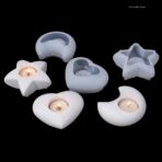 ⁦قالب سيلكون نجمة وهلال وقلب لصب الجبس مع حاملة شمع  ديكورات المنزل WFHM77⁩ - الصورة ⁦8⁩