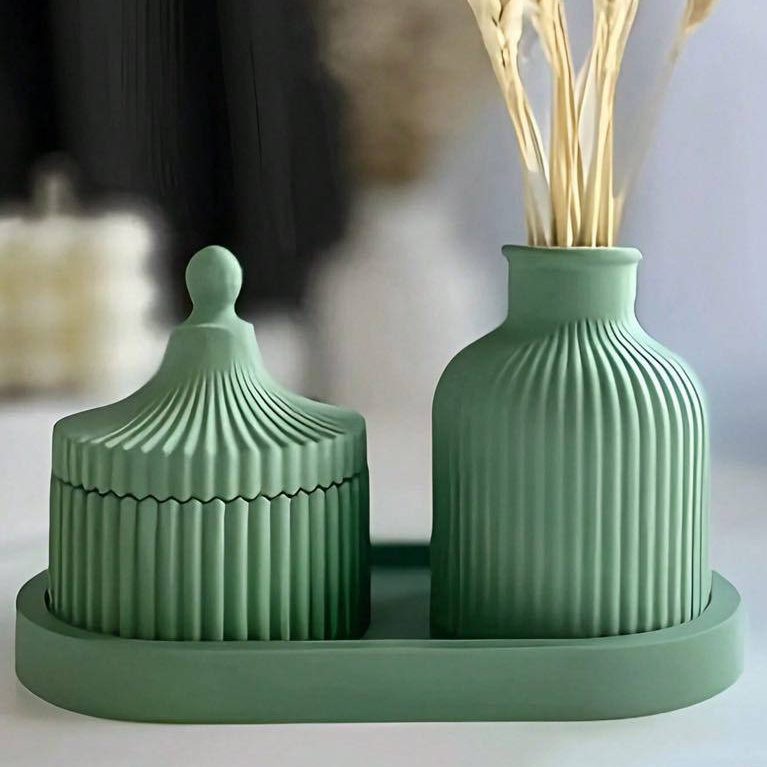 photo_4_2024-12-03_23-49-03 مجموعة قوالب سيليكون طقم 4 قطع صونية مع مزهرية وبرطمان وغطاء WFHM77 - الصورة 1