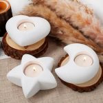 قالب سيلكون نجمة وهلال وقلب لصب الجبس مع حاملة شمع  ديكورات المنزل WFHM77