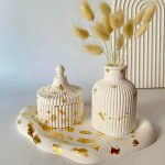 طقم 3 قوالب جبس ديكور منزل سكرية وفازة + سفرة سحابة WFHM77