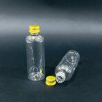 دستة علب شفافة بلاستيك عبوة 100 مل عدد 12 شيشة مغطة ذهبية