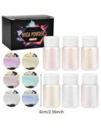 ⁦مجموعة مسحوق الميكا براقة مكونة من 6 الوان , 2 مجموعات WFHM77⁩ - الصورة ⁦2⁩