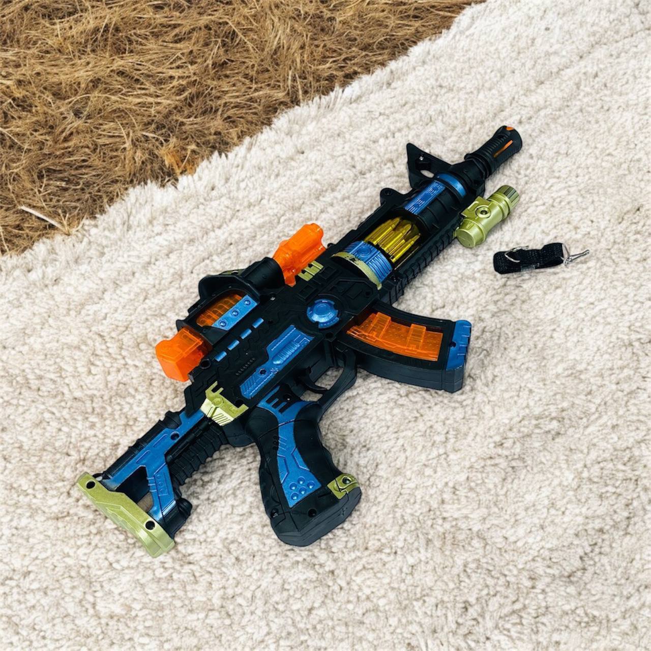 photo_1_2025-02-22_00-04-04 لعبة سلاح ضي و صوت قوي مع رشاش يدور للأطفال مع سير - الصورة 1