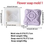 ⁦قالب سيليكون لصناعة الصابون والشمع والراتنج تصاميم زهرة وزخرفة ثلاثي الابعاد MA93⁩ - الصورة ⁦6⁩