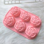 ⁦قالب سيلكون بشكل وردة 6 فجوات متعددة الاستعمالات لصنع الشوكلاتة والصابون والشمع MA93⁩ - الصورة ⁦5⁩