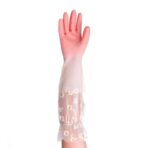 ⁦قفاز غسل الصحون والتنظيف بأكمام طويلة لون وردي لحماية اليدين والاصابع مع بطانه داخلية⁩ - الصورة ⁦13⁩