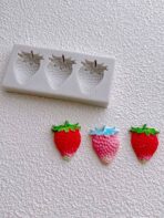 ⁦قالب سيليكون توت احمر مثلث الشكل 3 فتحات على شكل فراولة MA93⁩ - الصورة ⁦2⁩