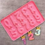 ⁦قالب سيلكون بشكل ارقام لزينة الكيكة Happy لزينة الشمع والكيك MA93⁩ - الصورة ⁦2⁩