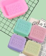 ⁦قالب صابون سيليكون مربع العدد 5 قوالب مع كتابة  MA93 Handmade⁩ - الصورة ⁦3⁩