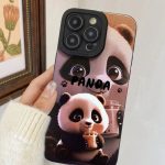 كفر ايفون بنمط الباندا 3D لون اسود WFHM77