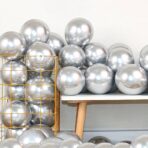25 بالون فضي كروم فاخرة للمناسبات والديكور