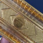 ⁦علبة فاخرة فارغه بلاستيك ذهبية متعددة الاستعمالات بغطاء شفاف للاستعمال الغذائي والكيكات⁩ - الصورة ⁦8⁩