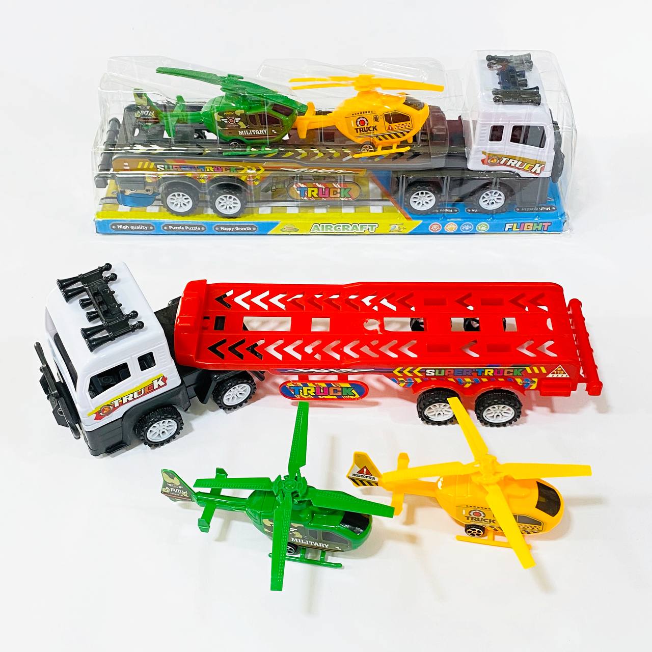 photo_1_2025-03-19_17-41-52 لعبة شاحنة حاملة طائرات هيلوكابتر مع عدد 2 طائرات - الصورة 1