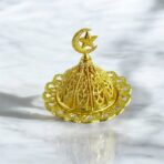 قاعدة بخارة ذهبية حديد مزخرفة مع نجمة وهلال للـ بخارات وديكور المنزل