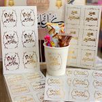 24 ستيكر لاصق توزيعات عيد الفطر و الأضحى باللون الذهبي اللامع خلوط