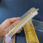 ⁦علبة فاخرة فارغه بلاستيك ذهبية متعددة الاستعمالات بغطاء شفاف للاستعمال الغذائي والكيكات⁩ - الصورة ⁦4⁩