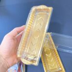 ⁦علبة فاخرة فارغه بلاستيك ذهبية متعددة الاستعمالات بغطاء شفاف للاستعمال الغذائي والكيكات⁩ - الصورة ⁦2⁩