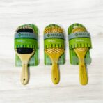 مشط مقبض خشبي لتصفيف الشعر من حلا ، خشبي كامل / اسود بلاستيك /  اسنان حديد