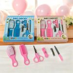 مجموعة عناية بيبي مواليد 6 قطع ، فرشاة شعر وقلامة اضافر ومقص ومبرد