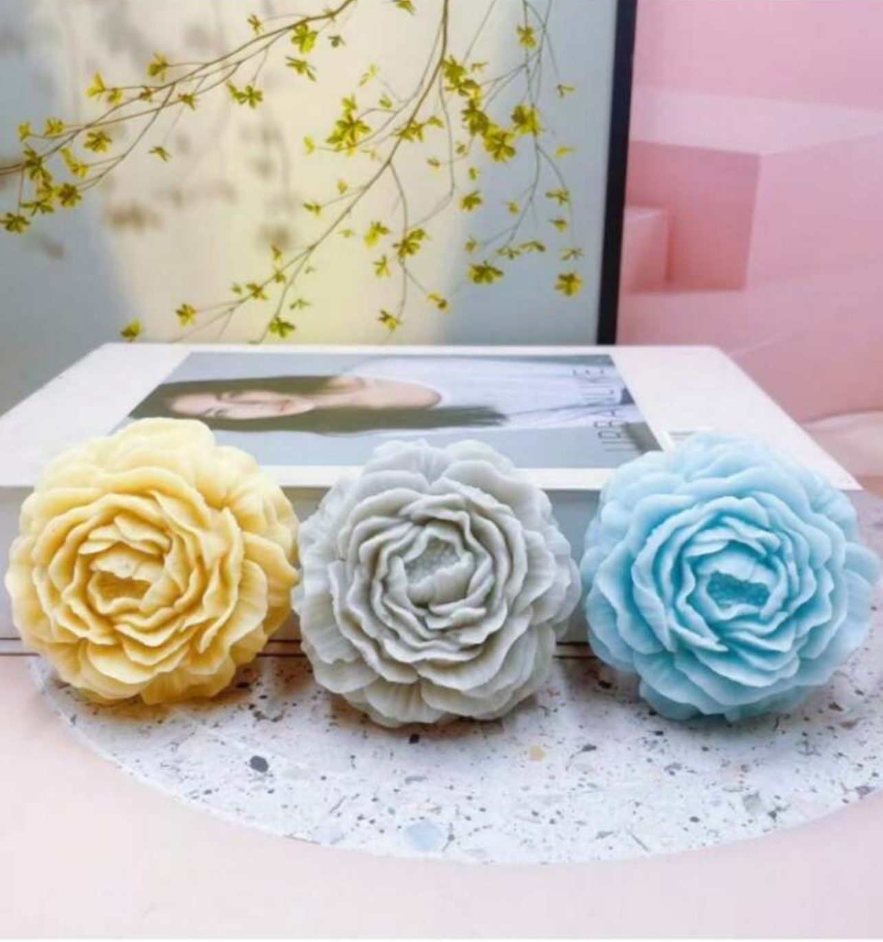 IMG_4756 قالب سيلكون شمع زهرة البيونا WFHM77 - الصورة 1