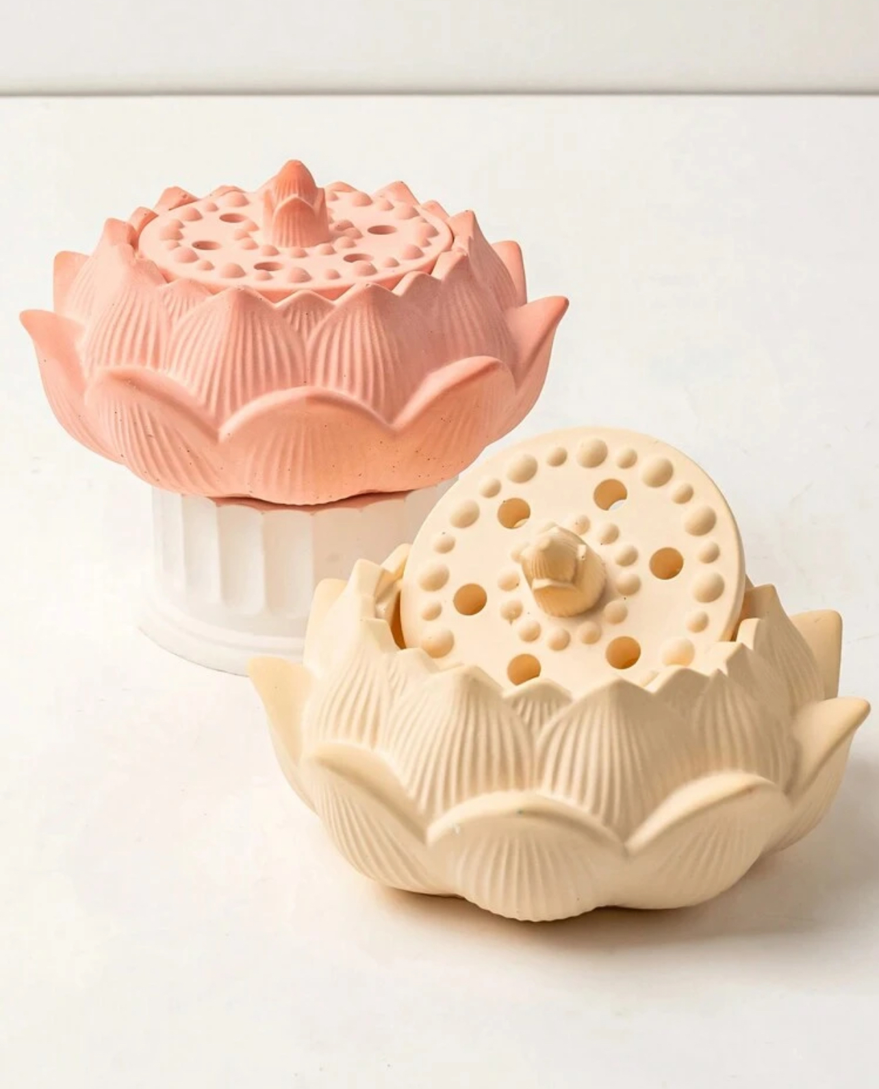 IMG_4762 قالب سيلكون مبخرة زهرة اللوتس قطعتين WFHM77 - الصورة 1