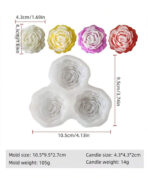 ⁦قالب سيلكون ورد ثلاثي لصنع الشموع WFHM77⁩ - الصورة ⁦3⁩