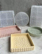 ⁦قوالب سيلكون بنمط جلد الماس ديكون صينية بشكل مربع مستطيل دائري WFHM77⁩ - الصورة ⁦3⁩