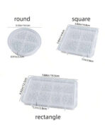 ⁦قوالب سيلكون بنمط جلد الماس ديكون صينية بشكل مربع مستطيل دائري WFHM77⁩ - الصورة ⁦4⁩