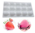 ⁦قالب سيلكون علي شكل فراولة لصنع الايس كريم والهلام وبودينج الفاكهة وديكور الكيك غير لاصق وساهل الازالة WFHM77⁩ - الصورة ⁦2⁩