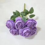 ⁦مجموعة ورد جوري صناعي شبيه الطبيعي، 7 وردات مع اوراق⁩ - الصورة ⁦7⁩