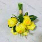 ⁦مجموعة ورد جوري صناعي طبق الاصل على الطبيعي ، 6 وردات مع اغصان ورق 8 غصن⁩ - الصورة ⁦9⁩