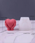 ⁦قالب سيلكون شمع علي شكل قلب ♥️ بتصميم يد مزدوجة WFHM77⁩ - الصورة ⁦2⁩