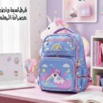 حقيبة فاخرة يونيكورن باللون البنفسجي الفاتح مع اسفنج حماية للظهر مناسبة للصف الثاني إلى الرابع