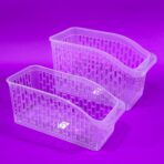 سلة تنظيم الثلاجة والمطبخ شفافة - حجمين كبير صغير ، للخضروات والعلب والمشروبات