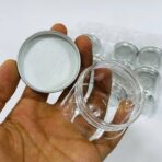 ⁦دستة علب مربعة بلاستيك 100 مل -  12 علبة غطاء فضي مع غطاء اسفنجي داخلي للحفظ من الهواء اطول فترة⁩ - الصورة ⁦2⁩